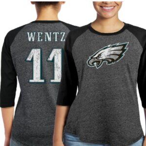 Carson Wentz Philadelphia Eagles Majestic Women's Player Name & Number Shirt